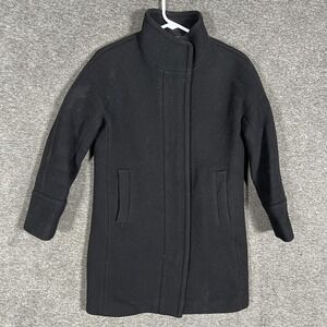 J Crew Stadium Cloth Coat Womens 0P Black Nello Gori Wool Long‎ Winter Coat